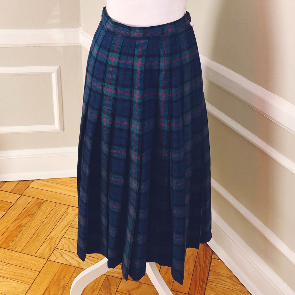 Vintage Pendleton Plaid Tartan Pleated Wool Skirt